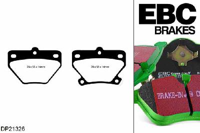 DP21326, Toyota Corolla Verso, 1.6 2002-2004, EBC Greenstuff remblokken set achteras, Voor modellen met Sumitomo remklauwen aan de achteras, Voor modellen met remschijf diameter van 268mm aan de achteras