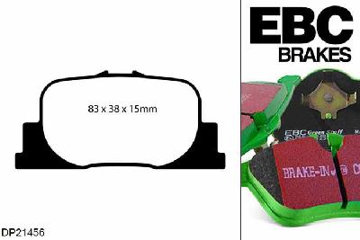 DP21456, Toyota Prius, 1.5 hybrid (NHW20) 2004-2010, EBC Greenstuff remblokken set achteras, Voor modellen met remschijf diameter van 269mm aan de achteras