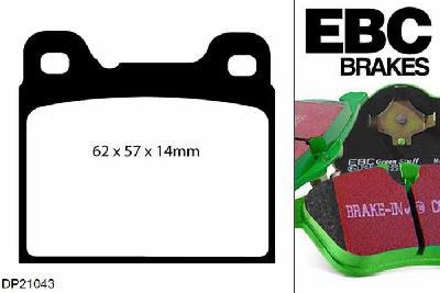 DP21043, Volvo 850, 2.5 TD 1995-1997, EBC Greenstuff remblokken set achteras, Voor modellen met ATE remklauwen aan de achteras, Voor modellen met remschijf diameter van 295mm aan de achteras