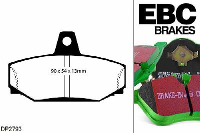 DP2793, Volvo 850, 2.5 Turbo 4WD 1996-1997, EBC Greenstuff remblokken set achteras, Voor modellen met Girling/TRW remklauwen aan de achteras, Voor modellen met remschijf diameter van 295mm aan de achteras