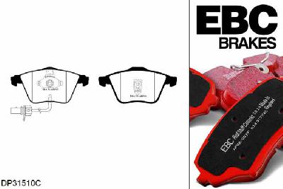 DP31510C, Audi A6 (C5/4B), 2.5 TDI 180 PK 2000-2005, EBC Redstuff remblokken set vooras, Voor modellen met ATE remklauwen aan de vooras, Voor modellen met een remschijf diameter 321mm