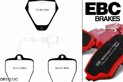 DP31012C, Audi A8 quattro (D2/4D), 4.2 1994-1998, EBC Redstuff remblokken set vooras, Voor modellen met Girling/TRW remklauwen aan de vooras, Voor modellen met een remschijf diameter 314mm