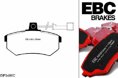 DP3486C, Audi Coupe, 1.8 1988-1991, EBC Redstuff remblokken set vooras, Voor modellen met Girling/TRW remklauwen aan de vooras, Voor modellen met een remschijf diameter 256mm