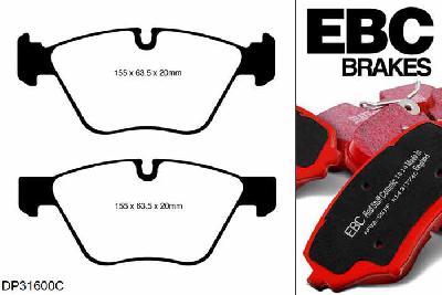 DP31600C, BMW 1 Series (E87), 123 d (2.0 TD) 2010-2011, EBC Redstuff remblokken set vooras, Voor modellen met ATE remklauwen aan de vooras, Voor modellen met een remschijf diameter 330mm