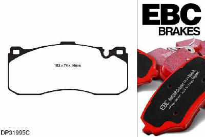 DP31995C, BMW 1 Series (E88) Convertible, 135 i (3.0 Twin Turbo) 2010-2011, EBC Redstuff remblokken set vooras, Voor modellen met Brembo remklauwen aan de vooras, Voor modellen met een remschijf diameter 338mm