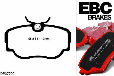 DP3779C, BMW 3 Series (E30), 318 i (1.8) 1989-1993, EBC Redstuff remblokken set vooras, Voor modellen met Girling/TRW remklauwen aan de vooras, Voor modellen met een remschijf diameter 260mm