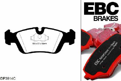 DP3914C, BMW 3 Series (E36), 318 d (1.7 TD) Compact 1998-2001, EBC Redstuff remblokken set vooras, Voor modellen met ATE remklauwen aan de vooras, Voor modellen met een remschijf diameter 286mm