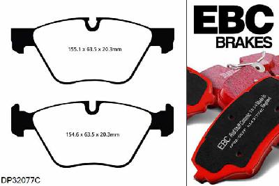 DP32077C, BMW 3 Series (E90) Sedan, 320 i (2.0) Si 170 PK 2006-, EBC Redstuff remblokken set vooras, Voor modellen met ATE remklauwen aan de vooras, Voor modellen met een remschijf diameter 300mm