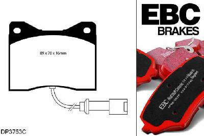 DP3753C, BMW 5 Series (E12), 518 (1.8) 1976-1979, EBC Redstuff remblokken set vooras, Voor modellen met ATE remklauwen aan de vooras, Voor modellen met een remschijf diameter 280mm