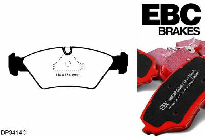 DP3414C, BMW 5 Series (E28), 524 d (2.4 TD) 1983-1988, EBC Redstuff remblokken set vooras, Voor modellen met ATE remklauwen aan de vooras, Voor modellen met een remschijf diameter 284mm