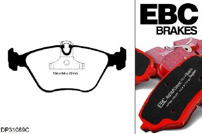 DP31089C, BMW 5 Series (E39), 525 i (2.5) Saloon 2000-2003, EBC Redstuff remblokken set vooras, Voor modellen met ATE remklauwen aan de vooras, Voor modellen met een remschijf diameter 296mm