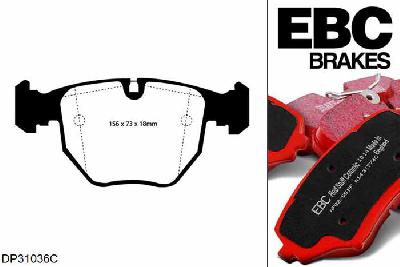 DP31036C, BMW 5 Series (E39), 530 i (3.0) Saloon 2000-2003, EBC Redstuff remblokken set vooras, Voor modellen met ATE remklauwen aan de vooras, Voor modellen met een remschijf diameter 324mm