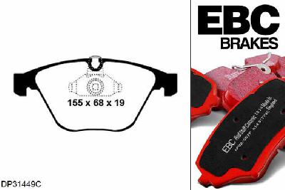 DP31449C, BMW 5 Series (E60), 540 i (4.0) 2005-2010, EBC Redstuff remblokken set vooras, Voor modellen met ATE remklauwen aan de vooras, Voor modellen met een remschijf diameter 348mm