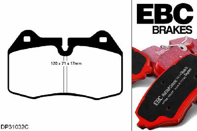 DP31032C, BMW 8 Series (E31), 840 (4.0) 1994-1996, EBC Redstuff remblokken set vooras, Voor modellen met Brembo remklauwen aan de vooras, Voor modellen met een remschijf diameter 324mm