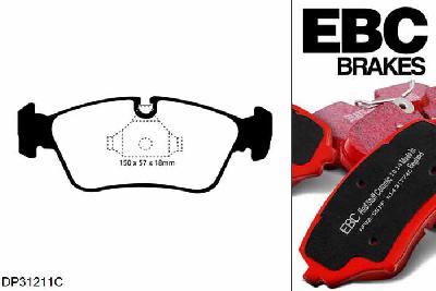 DP31211C, BMW Z3, 2.8 193 PK 1998-2000, EBC Redstuff remblokken set vooras, Voor modellen met ATE remklauwen aan de vooras, Voor modellen met een remschijf diameter 286mm