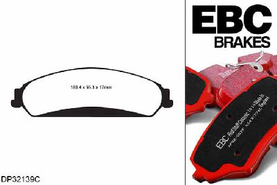 DP32139C, Chrysler 300C, 3.0 TD 2011-, EBC Redstuff remblokken set vooras, Voor modellen met een remschijf diameter 345mm