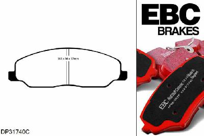 DP31740C, Ford Mustang (5th Generation), 4.6 GT 2005-2010, EBC Redstuff remblokken set vooras, Voor modellen met een remschijf diameter 316mm