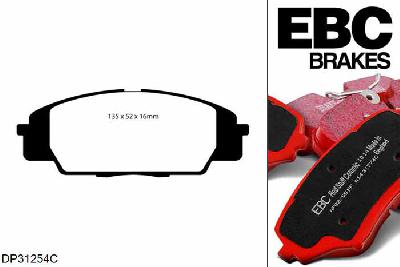 DP31254C, Honda Civic (8th Gen), 2.0 Type-R (FN2) 201 PK 2007-2011, EBC Redstuff remblokken set vooras, Voor modellen met Sumitomo remklauwen aan de vooras, Voor modellen met een remschijf diameter 300mm