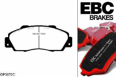 DP3872C, Honda Prelude, 2.2 Vtec (BB) 1993-1997, EBC Redstuff remblokken set vooras, Voor modellen met Akebono remklauwen aan de vooras, Voor modellen met een remschijf diameter 282mm