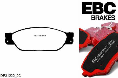 DP31220/2C, Jaguar S-Type, 2.7 TD 204 PK 2004-2006, EBC Redstuff remblokken set vooras, Voor modellen met Girling/TRW remklauwen aan de vooras, Voor modellen met een remschijf diameter 300mm