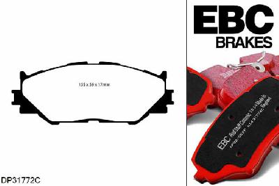 DP31772C, Lexus IS220D, 2.2 TD 2005-2011, EBC Redstuff remblokken set vooras, Voor modellen met een remschijf diameter 296mm