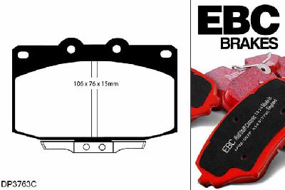 DP3763C, Mazda RX7, 2.4 Turbo (1.3) (FC) 1989-1993, EBC Redstuff remblokken set vooras, Voor modellen met een remschijf diameter 276mm