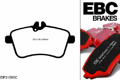 DP31580C, Mercedes B-Class (W245), B200 (2.0 Turbo) 2005-2012, EBC Redstuff remblokken set vooras, Voor modellen met TRW remklauwen aan de vooras, Voor modellen met een remschijf diameter 288mm