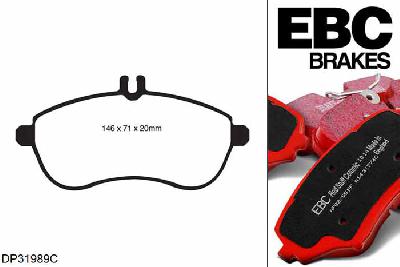 DP31989C, Mercedes E-Class Estate (S212), E220 TD (2.1) 170 PK 2009-2016, EBC Redstuff remblokken set vooras, Voor modellen met TRW remklauwen aan de vooras, Voor modellen met een remschijf diameter 295mm