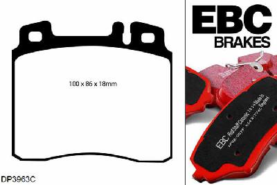 DP3963C, Mercedes S-Class (W140), S500 1993-1998, EBC Redstuff remblokken set vooras, Voor modellen met ATE remklauwen aan de vooras, Voor modellen met een remschijf diameter 320mm