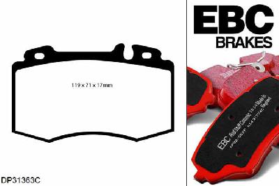 DP31363C, Mercedes S-Class (W220), S500 4-Matic 2002-2006, EBC Redstuff remblokken set vooras, Voor modellen met Brembo remklauwen aan de vooras, Voor modellen met een remschijf diameter 330mm