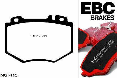 DP31487C, Mercedes S-Class (W220), S600 (4 Pad Set) 2003-2006, EBC Redstuff remblokken set vooras, Voor modellen met een remschijf diameter 360mm