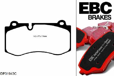 DP31943C, Mercedes S-Class (W221), S320 D 4-Matic AMG Sport Pkg 211 PK 2005-2009, EBC Redstuff remblokken set vooras, Voor modellen met Brembo remklauwen aan de vooras, Voor modellen met een remschijf diameter 350mm