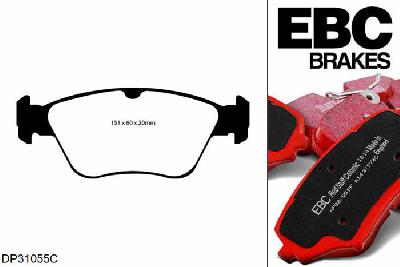 DP31055C, Mercedes SLK (R170), SLK230K (2.3 Supercharged) 197 PK 2000-2004, EBC Redstuff remblokken set vooras, Voor modellen met ATE remklauwen aan de vooras, Voor modellen met een remschijf diameter 288mm
