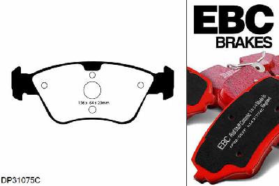 DP31075C, Mercedes SLK (R170), SLK320 (3.2) 218 PK 1999-2004, EBC Redstuff remblokken set vooras, Voor modellen met ATE remklauwen aan de vooras, Voor modellen met een remschijf diameter 300mm
