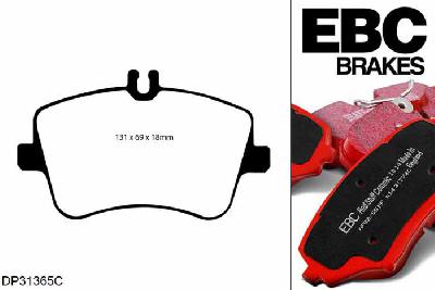 DP31365C, Mercedes SLK (R171), SLK200K (1.8 Supercharged) 163 PK 2005-2011, EBC Redstuff remblokken set vooras, Voor modellen met Girling/TRW remklauwen aan de vooras, Voor modellen met een remschijf diameter 288mm
