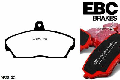 DP3815C, MG ZR, 2.0 TD 2001-2005, EBC Redstuff remblokken set vooras, Voor modellen met Girling/TRW remklauwen aan de vooras, Voor modellen met een remschijf diameter 262mm