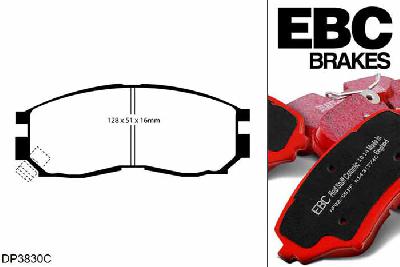 DP3830C, Mitsubishi Eclipse, 2.0 GS 1995-2000, EBC Redstuff remblokken set vooras, Voor modellen met Sumitomo remklauwen aan de vooras, Voor modellen met een remschijf diameter 256mm