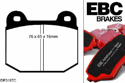 DP3197C, Opel Ascona, 1.6 1978-1981, EBC Redstuff remblokken set vooras, Voor modellen met ATE remklauwen aan de vooras, Voor modellen met een remschijf diameter 246mm
