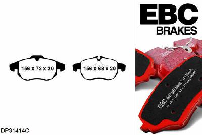 DP31414C, Opel Astra (H), 2.0 Turbo (OPC) 240 PK 2004-2010, EBC Redstuff remblokken set vooras, Voor modellen met ATE remklauwen aan de vooras, Voor modellen met een remschijf diameter 321mm