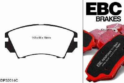 DP32014C, Opel Insignia, 2.0 Turbo 220 PK 2008-2013, EBC Redstuff remblokken set vooras, Voor modellen met Mando remklauwen aan de vooras, Voor modellen met een remschijf diameter 321mm
