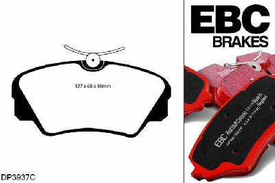 DP3937C, Opel Omega, 2.5 TD 1993-2003, EBC Redstuff remblokken set vooras, Voor modellen met Girling/TRW remklauwen aan de vooras, Voor modellen met een remschijf diameter 296mm
