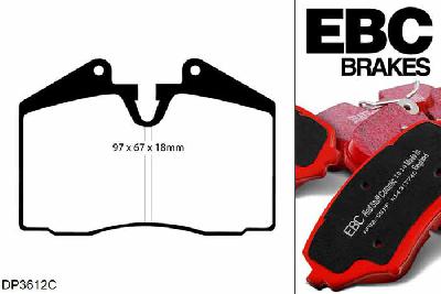 DP3612C, Porsche 911 (964), 3.6 Carrera 4 1988-1994, EBC Redstuff remblokken set vooras, Voor modellen met Brembo remklauwen aan de vooras, Voor modellen met een remschijf diameter 298mm
