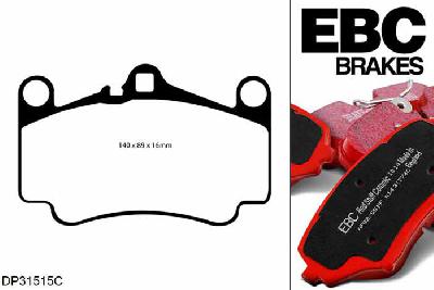 DP31515C, Porsche 911 (996) (Cast Iron Disc Only), 3.6 Twin Turbo 4S 2003-2005, EBC Redstuff remblokken set vooras, Voor modellen met Brembo remklauwen aan de vooras, Voor modellen met een remschijf diameter 330mm