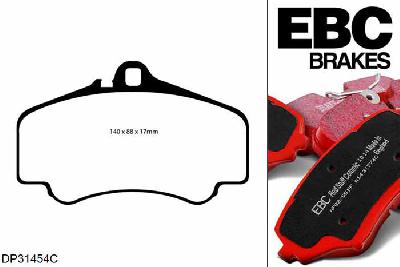 DP31454C, Porsche 911 (996) (Cast Iron Disc Only), 3.6 Twin Turbo GT2 2001-2003, EBC Redstuff remblokken set vooras, Voor modellen met Brembo remklauwen aan de vooras, Voor modellen met een remschijf diameter 330mm
