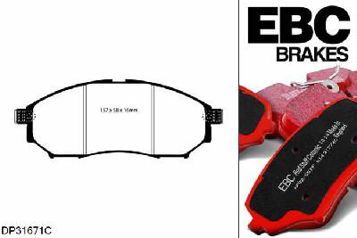 DP31671C, Renault Koleos, 2.0 TD 175 PK 2008-, EBC Redstuff remblokken set vooras, Voor modellen met Sumitomo remklauwen aan de vooras, Voor modellen met een remschijf diameter 296mm