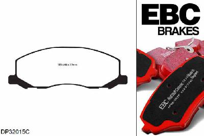 DP32015C, Saab 9-mei, 2.0 Turbo XWD 2010-2011, EBC Redstuff remblokken set vooras, Voor modellen met TRW remklauwen aan de vooras, Voor modellen met een remschijf diameter 337mm
