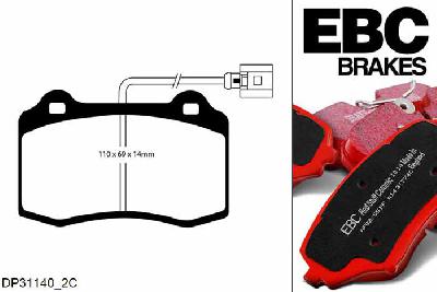 DP31140/2C, Seat Leon (1M), 1.8 Turbo Cupra R 225 PK 2003-2006, EBC Redstuff remblokken set vooras, Voor modellen met Brembo remklauwen aan de vooras, Voor modellen met een remschijf diameter 323mm