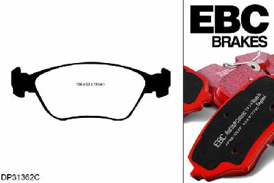 DP31362C, Volvo S70, 2.3 Turbo R (4WD) 1999-2000, EBC Redstuff remblokken set vooras, Voor modellen met ATE remklauwen aan de vooras, Voor modellen met een remschijf diameter 305mm