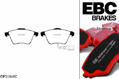 DP31946C, VW Golf Mk6, 2.0 Turbo R (PR-1ZK) 270 PK 2009-2013, EBC Redstuff remblokken set vooras, Voor modellen met ATE remklauwen aan de vooras, Voor modellen met een remschijf diameter 345mm