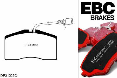 DP31327C, VW Phaeton, 4.2 335 PK 2002-2016, EBC Redstuff remblokken set vooras, Voor modellen met Brembo remklauwen aan de vooras, Voor modellen met een remschijf diameter 323mm